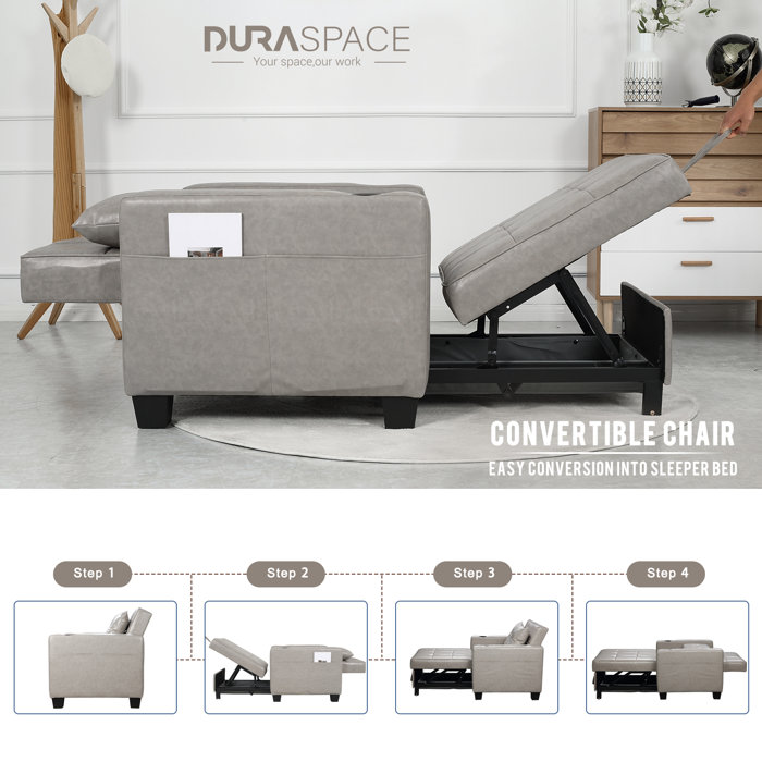 Latitude Run® Apsley 39 Inch 3In3 Convertible Chair Bed Pull Out